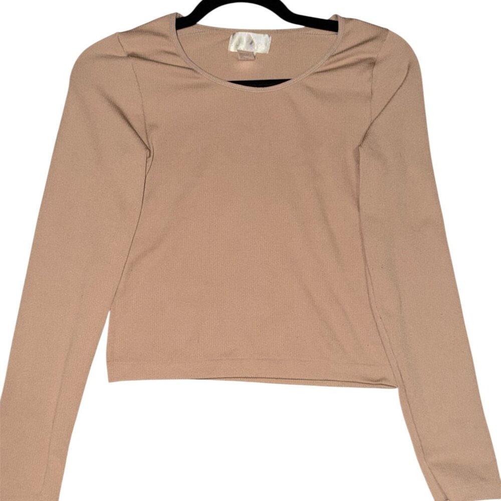 TAN LONG SLEEVE CROP TOP